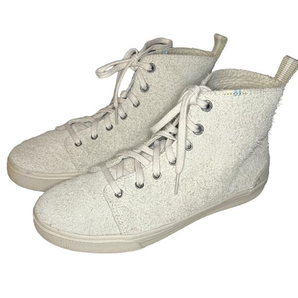 TOMS Women's Trvl Lite High Sneakers Shoe in Shaggy Beige Suede Size 6.5 - Picture 1 of 8